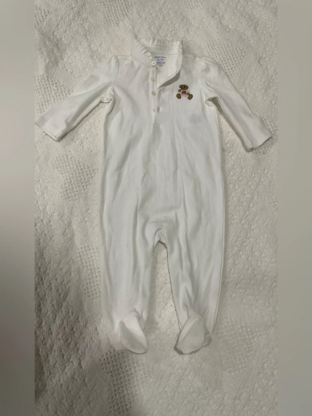 Ralph Lauren Bundled White Baby Teddy Bear Ruffle Collar Polo